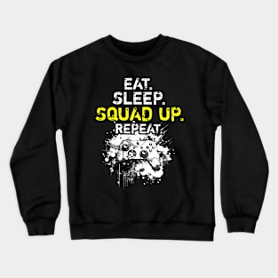 Cool Eat Sleep Squad Up Repeat Gamer Live Streamer Crewneck Sweatshirt